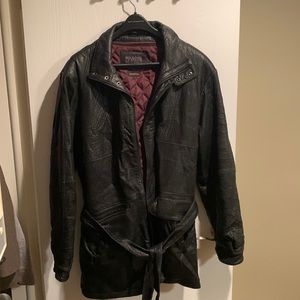 Men’s Vintage Wilson’s Leather Pelle Studio Black Leather Trenchcoat size XL